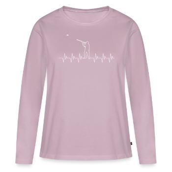 Tir au piège, argile - T-shirt manches longues Premium bio Femme - rose poudré - Devant - Julia (174cm)