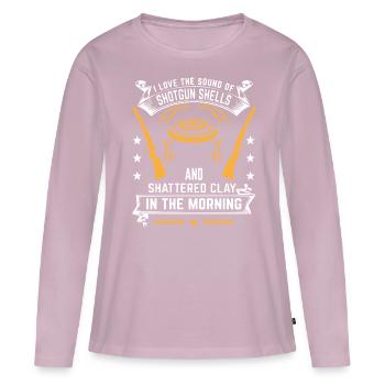 Tir au piège, argile - T-shirt manches longues Premium bio Femme - rose poudré - Devant - Julia (174cm)