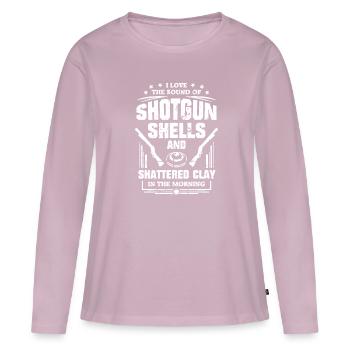 Tir au piège, argile - T-shirt manches longues Premium bio Femme - rose poudré - Devant - Julia (174cm)