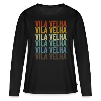 Vila Velha Brésil Rétro Vintage - T-shirt manches longues Premium bio Femme - noir - Devant - Julia (174cm)