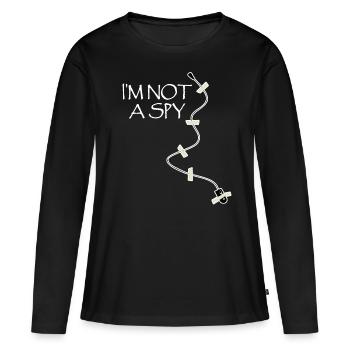 Dispositif d’écoute Agent secret Mikofon Espion - T-shirt manches longues Premium bio Femme - noir - Devant - Julia (174cm)