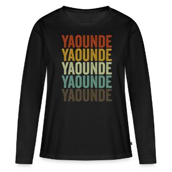 Yaoundé Cameroun Rétro Vintage - T-shirt manches longues Premium bio Femme - noir - Devant - Julia (174cm)