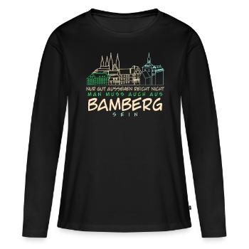 Bamberg Sites Bamberger - T-shirt manches longues Premium bio Femme - noir - Devant - Julia (174cm)