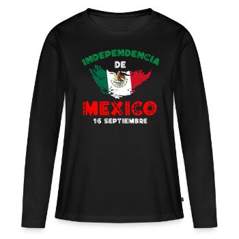 Independencia De Mexico, racines mexicaines - T-shirt manches longues Premium bio Femme - noir - Devant - Julia (174cm)