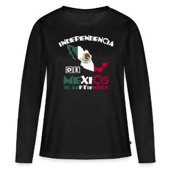 Independencia De Mexico, racines mexicaines - T-shirt manches longues Premium bio Femme - noir - Devant - Julia (174cm)