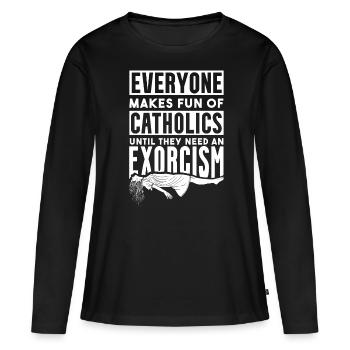 Catholiques, Église, Exorcisme - T-shirt manches longues Premium bio Femme - noir - Devant - Julia (174cm)