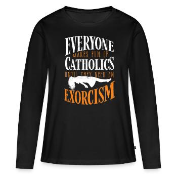 Catholiques, Église, Exorcisme - T-shirt manches longues Premium bio Femme - noir - Devant - Julia (174cm)