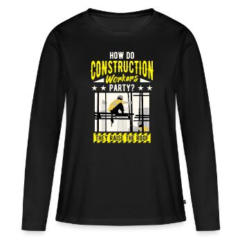 Travailleurs de la construction d’infrastructures, de la construction - T-shirt manches longues Premium bio Femme - noir - Devant - Julia (174cm)