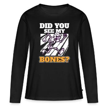 squelette crâne gothique Halloween horreur - T-shirt manches longues Premium bio Femme - noir - Devant - Julia (174cm)