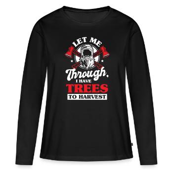 Kettensäge Schnitzen Holzfäller Holzbearbeitung - Frauen Premium Bio Langarmshirt - Schwarz - Vorne - Julia (174cm)