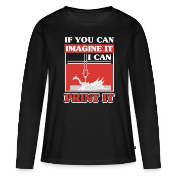 3D Scan Digitaldruck Drucker - Frauen Premium Bio Langarmshirt - Schwarz - Vorne - Julia (174cm)