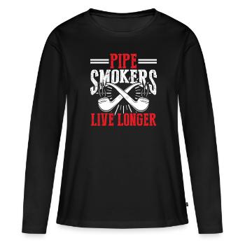 Rauchen Tabak Pfeife Rauchen Zigarre Lover - Frauen Premium Bio Langarmshirt - Schwarz - Vorne - Julia (174cm)