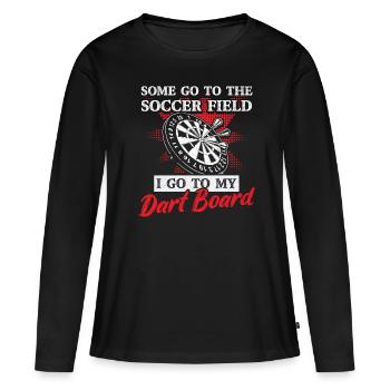 Jeu de fléchettes Jeu de fléchettes Joueur de fléchettes - T-shirt manches longues Premium bio Femme - noir - Devant - Julia (174cm)