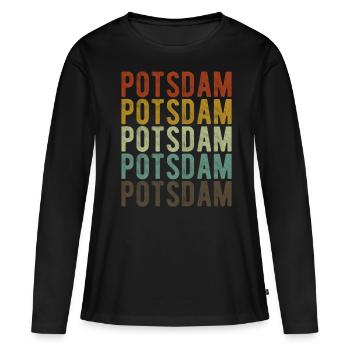 Potsdam Stadt Retro Vintage - Frauen Premium Bio Langarmshirt - Schwarz - Vorne - Julia (174cm)