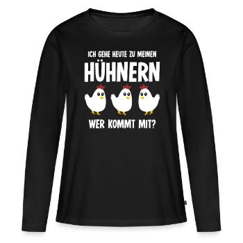 Hühner Hühnerzucht Hühnerstall Hahn Huhn - Frauen Premium Bio Langarmshirt - Schwarz - Vorne - Julia (174cm)