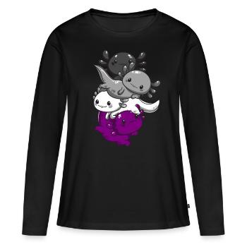 Subtle Asexual Pride Flag Kawaii Axolotl LGBTQ - Women's Premium Organic Long Sleeve Shirt - black - Front - Julia (174cm)