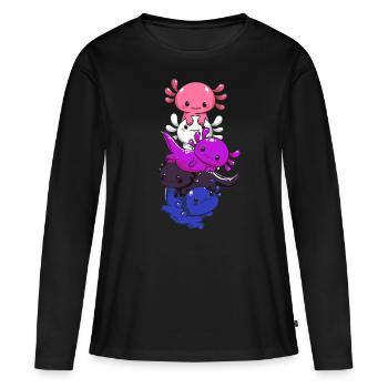 Subtle Genderfluid Flag Kawaii Axolotl LGBTQ - Women's Premium Organic Long Sleeve Shirt - black - Front - Julia (174cm)