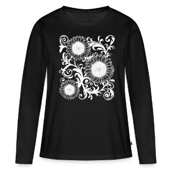 Baroque Esthétique Tournesol Motif Dark Academia - T-shirt manches longues Premium bio Femme - noir - Devant - Julia (174cm)
