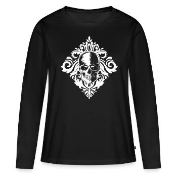 Baroque Esthétique Crâne Soft Grunge Dark Academia - T-shirt manches longues Premium bio Femme - noir - Devant - Julia (174cm)