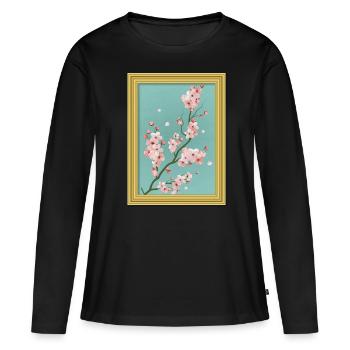 Esthétique baroque Fleur de cerisier japonais - T-shirt manches longues Premium bio Femme - noir - Devant - Julia (174cm)