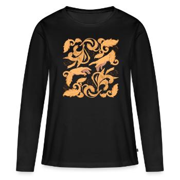 Création esthétique baroque d’Adam Dark Academia - T-shirt manches longues Premium bio Femme - noir - Devant - Julia (174cm)