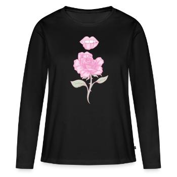 Coquette Esthétique Rose Rose Centre-ville Esthétique - T-shirt manches longues Premium bio Femme - noir - Devant - Julia (174cm)