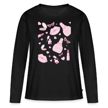 Coquette Esthétique Rose Motif Centre-ville Esthétique - T-shirt manches longues Premium bio Femme - noir - Devant - Julia (174cm)