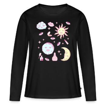 Coquette Esthétique Rose Centre-ville Esthétique - T-shirt manches longues Premium bio Femme - noir - Devant - Julia (174cm)