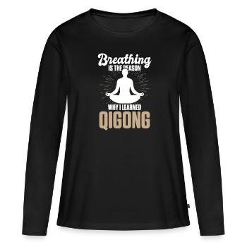 Qigong Chinesische Kampfkunst Gung China Qi Go - Frauen Premium Bio Langarmshirt - Schwarz - Vorne - Julia (174cm)