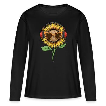 Downtown Girl Esthétique Tournesol Coquette - T-shirt manches longues Premium bio Femme - noir - Devant - Julia (174cm)