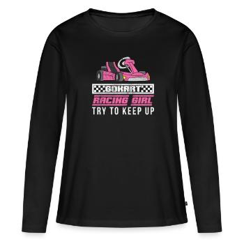 Go-Kart Go Kart Drive Go-Kart Racing - T-shirt manches longues Premium bio Femme - noir - Devant - Julia (174cm)