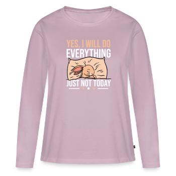 Fatigue Lapin Paresseux Sommeil Ennuyé Ka - T-shirt manches longues Premium bio Femme - rose poudré - Devant - Julia (174cm)