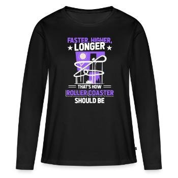 Parc Parc d’attractions Montagnes russes - T-shirt manches longues Premium bio Femme - noir - Devant - Julia (174cm)
