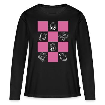 Downtown Girl Aesthetic Danish Pastel Coquette - Frauen Premium Bio Langarmshirt - Schwarz - Vorne - Julia (174cm)
