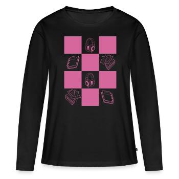 Downtown Girl Aesthetic Danish Pastel Coquette - Frauen Premium Bio Langarmshirt - Schwarz - Vorne - Julia (174cm)