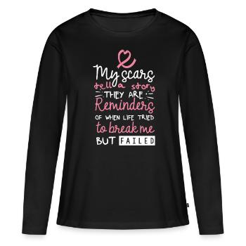 Sensibilisation au cancer du sein - T-shirt manches longues Premium bio Femme - noir - Devant - Julia (174cm)