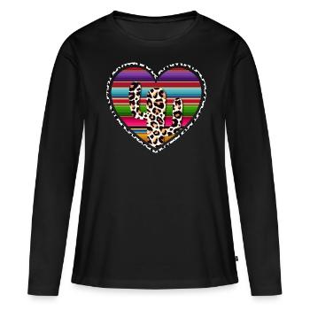 Cactus vache de l’Ouest - T-shirt manches longues Premium bio Femme - noir - Devant - Julia (174cm)