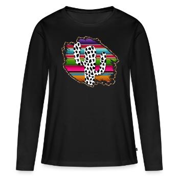 Cactus vache de l’Ouest - T-shirt manches longues Premium bio Femme - noir - Devant - Julia (174cm)