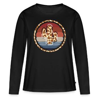 Cactus vache de l’Ouest - T-shirt manches longues Premium bio Femme - noir - Devant - Julia (174cm)