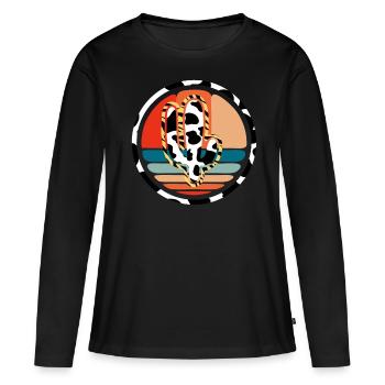 Cactus vache de l’Ouest - T-shirt manches longues Premium bio Femme - noir - Devant - Julia (174cm)
