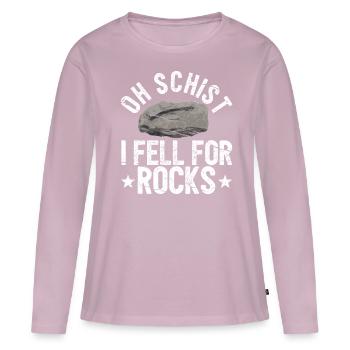 Funny geologist on a stone hunt - Women's Premium Organic Long Sleeve Shirt - dusky pink - Front - Julia (174cm)