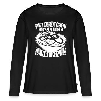 Mettbrötchen Hackfleisch Mett Mettigel - Frauen Premium Bio Langarmshirt - Schwarz - Vorne - Julia (174cm)