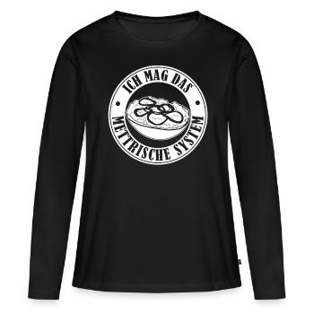 Mettbrötchen Hackfleisch Mettigel Mett - Frauen Premium Bio Langarmshirt - Schwarz - Vorne - Julia (174cm)