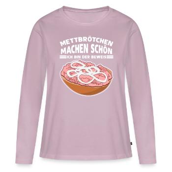 Mettigel Hackfleisch Mett Mettbrötchen - Frauen Premium Bio Langarmshirt - Altrosa - Vorne - Julia (174cm)