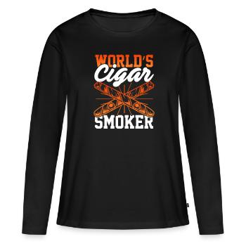 Fumer du tabac Fumer les amateurs de cigares - T-shirt manches longues Premium bio Femme - noir - Devant - Julia (174cm)