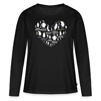Pingouins, Pingouins, Amateurs de Pingouins - T-shirt manches longues Premium bio Femme - noir - Devant - Julia (174cm)