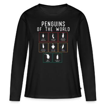 Pingouins, Pingouins, Amateurs de Pingouins - T-shirt manches longues Premium bio Femme - noir - Devant - Julia (174cm)