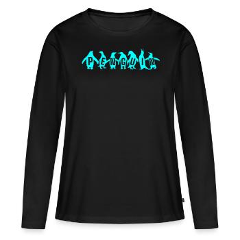 Pingouins, Pingouins, Amateurs de Pingouins - T-shirt manches longues Premium bio Femme - noir - Devant - Julia (174cm)