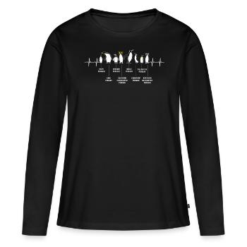 Pingouins, Pingouins, Amateurs de Pingouins - T-shirt manches longues Premium bio Femme - noir - Devant - Julia (174cm)