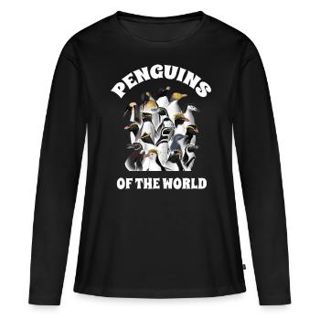 Pingouins, Pingouins, Amateurs de Pingouins - T-shirt manches longues Premium bio Femme - noir - Devant - Julia (174cm)